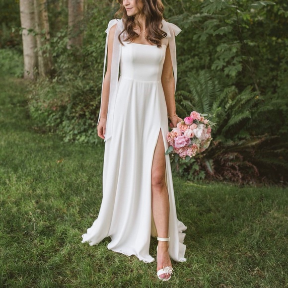 Reformation Dresses & Skirts - Reformation Balsam Bow Maxi Dress Ivory - Bridal - Ribbon Tie Straps - Size 0
